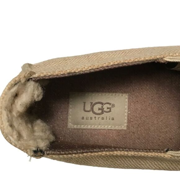 ‎UGG tan canvas slide on loafers 11 main image 2